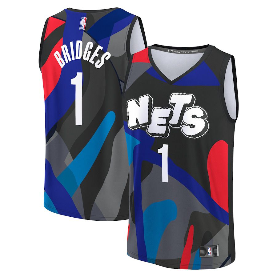 Men Brooklyn Nets #1 Mikal Bridges Fanatics Branded Black City Edition 2023-24 Fast Break NBA Jersey->atlanta hawks->NBA Jersey